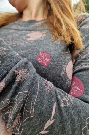 Merino T-shirt for breastfeeding with pattern