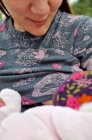 Merino T-shirt for breastfeeding with pattern